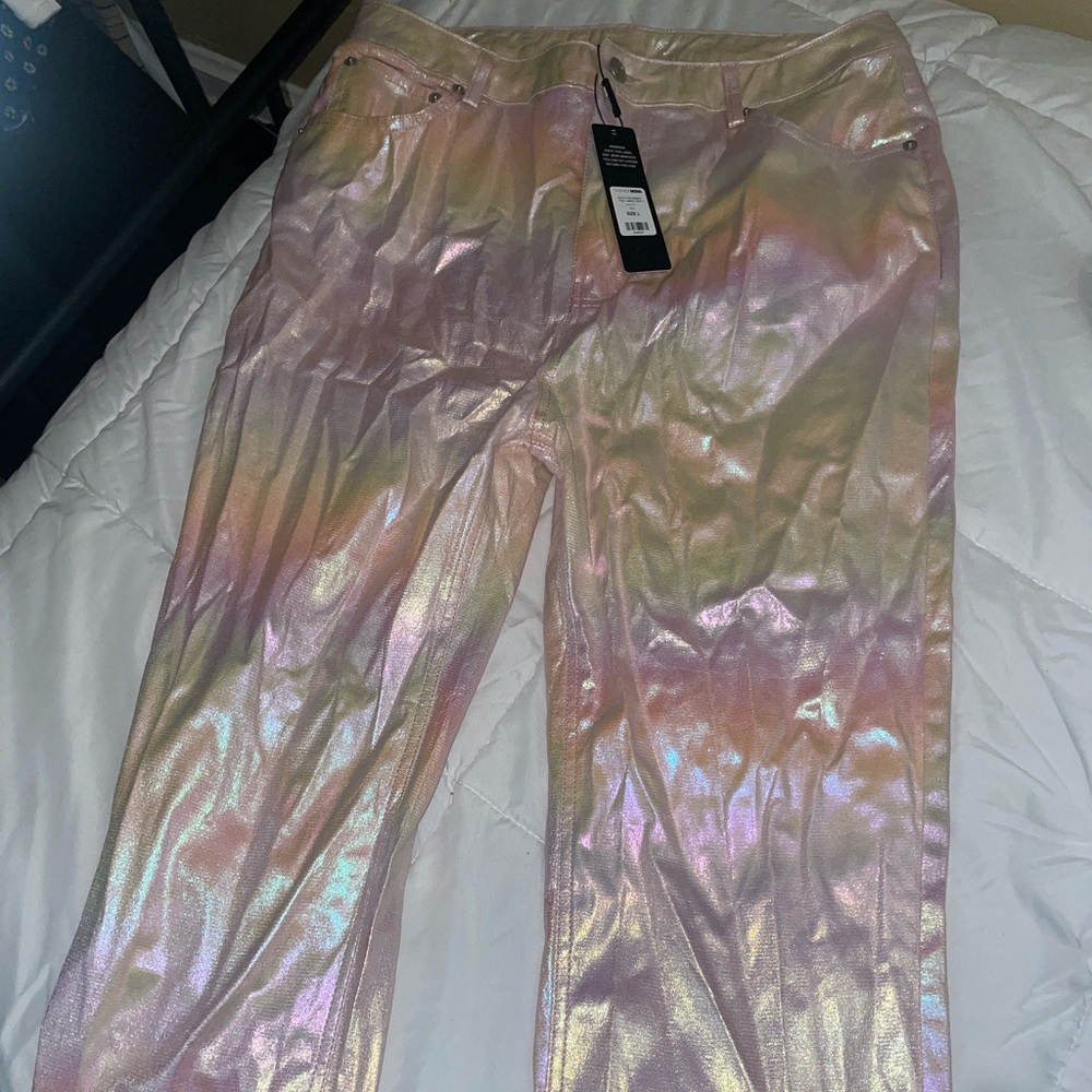 Fashion Nova Disco Diva Metallic Faux Leather Pants